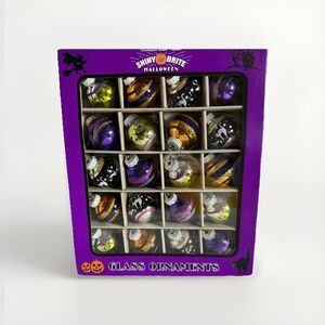 Christopher Radko 20 Halloween Shiny Brite Glass Ornament Cats Bats Stripe New